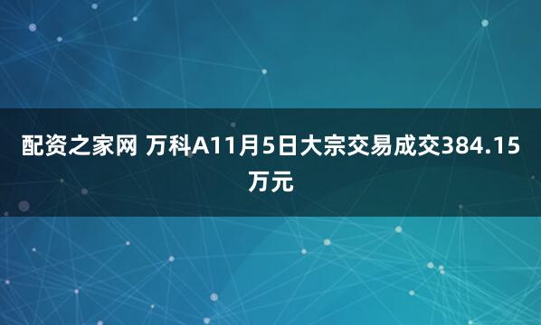 配资之家网 万科A11月5日大宗交易成交384.15万元